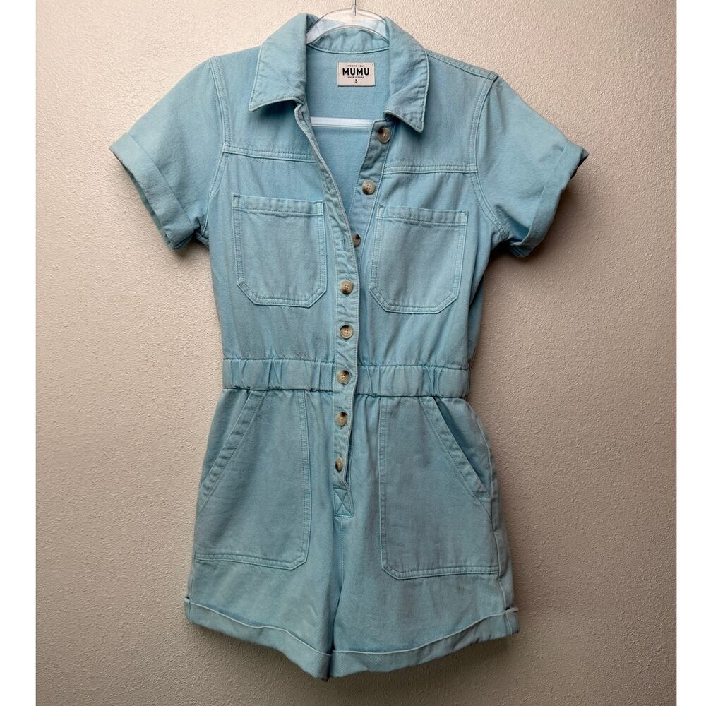 Show Me Your Mumu Cannon Blue Denim Romper Women S